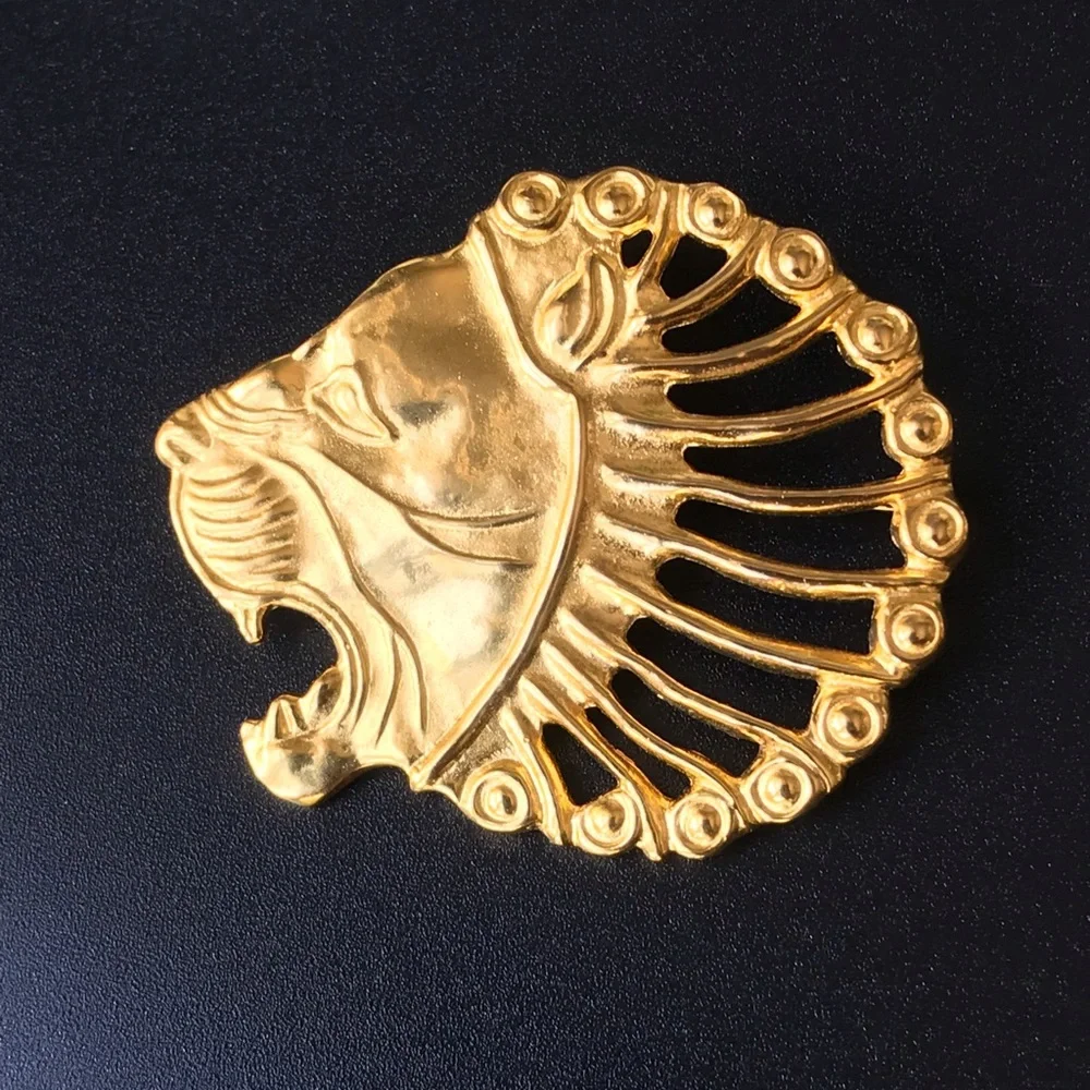 VTG MMA Gold Persian Roaring Lion Pendant & Brooch - Picture 4 of 9